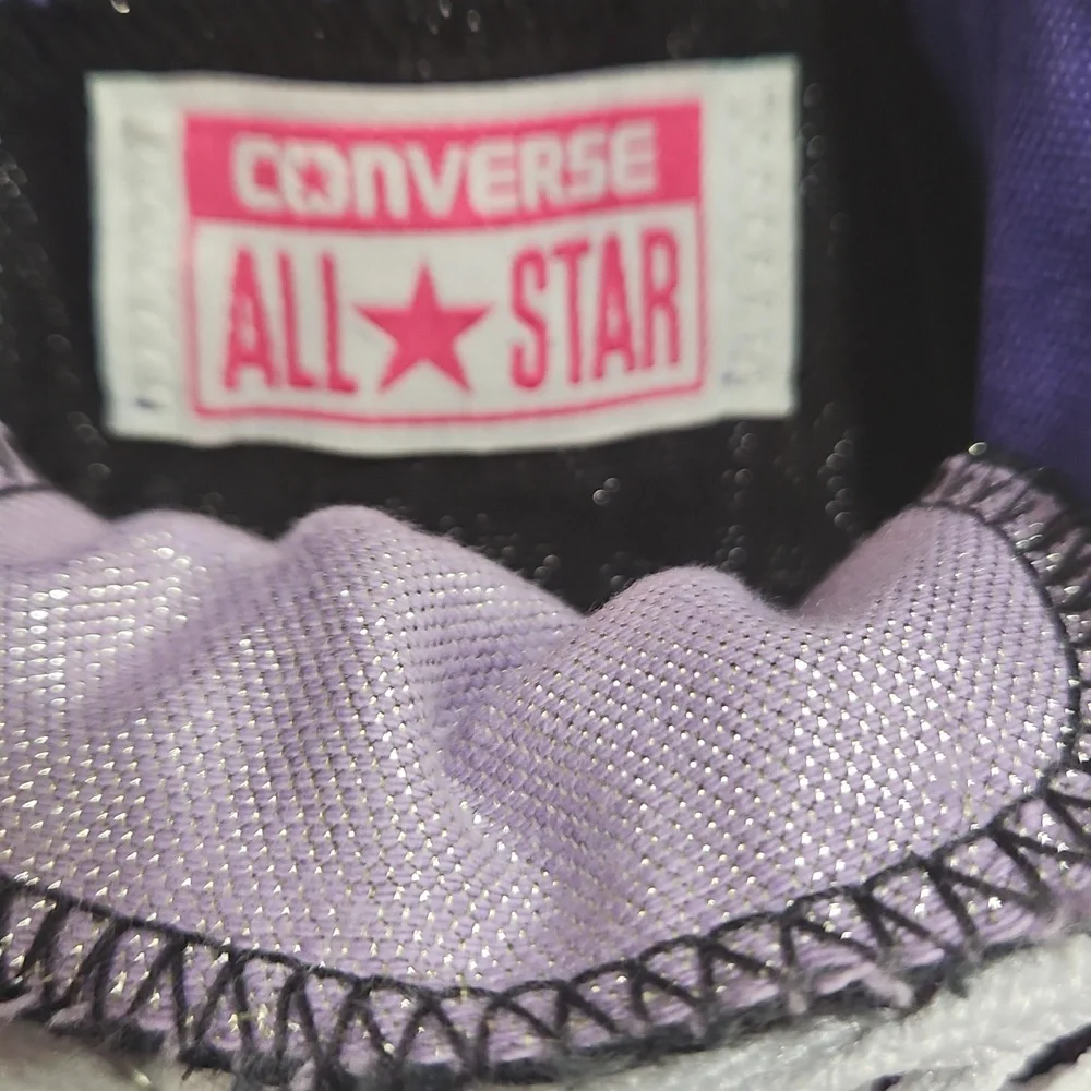 Converse All Star Purple Double Tongue Junior Dot Shimmer Sneakers Sz 4
